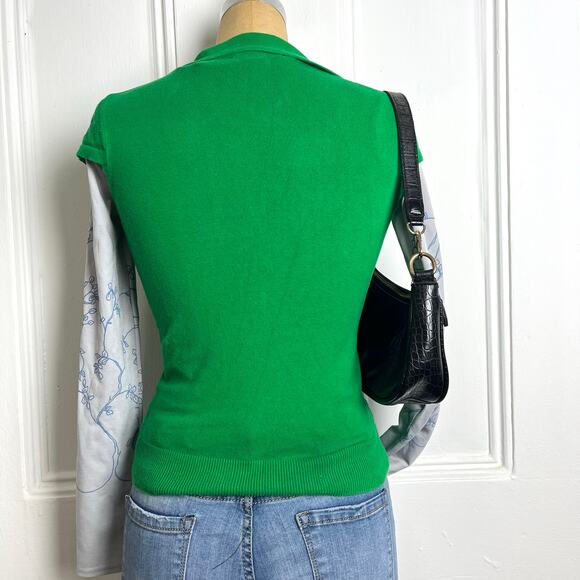 Banana Republic Green short sleeve sweater vest with button up neckline XS - Picture 4 of 7